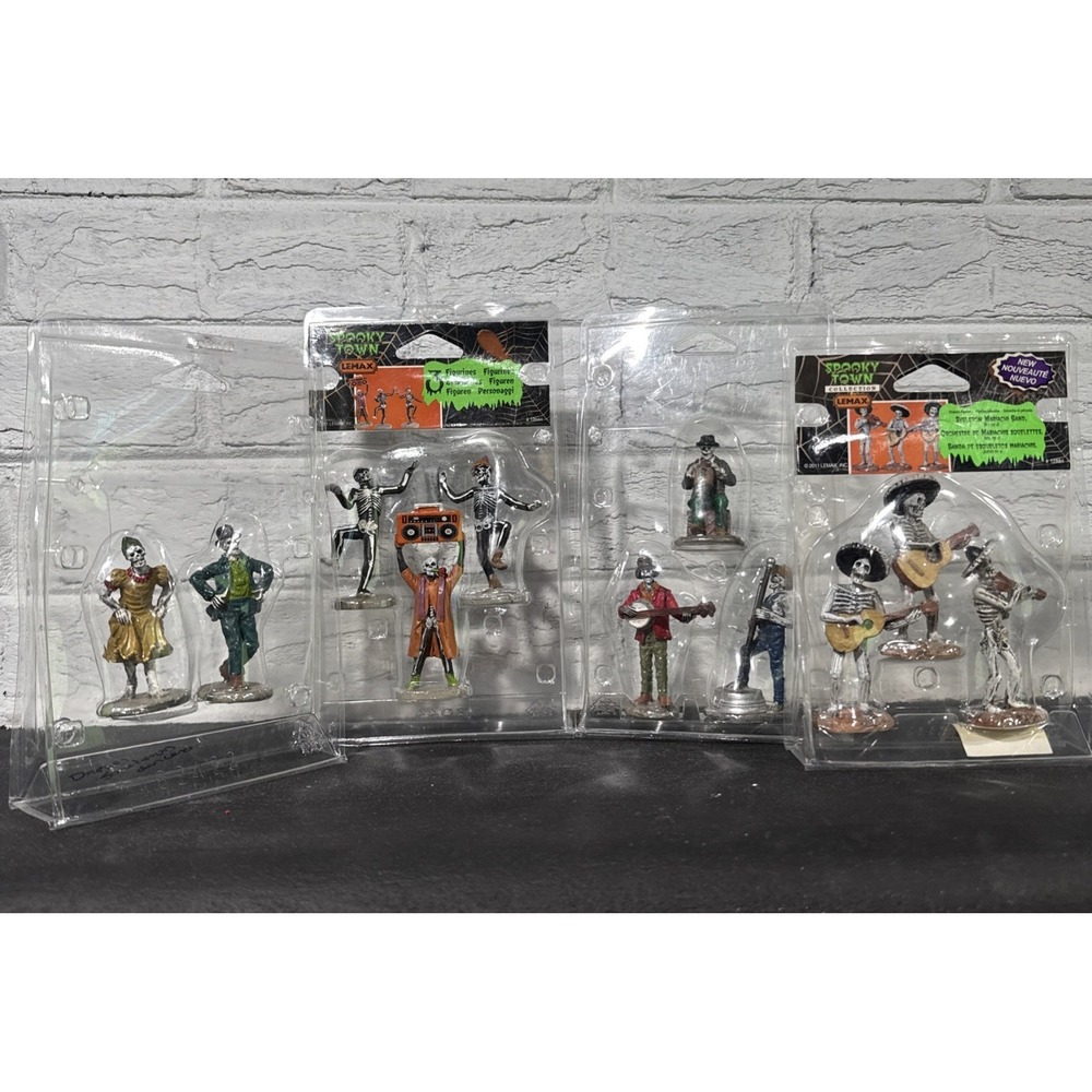 Lemax Spooky Town Halloween Accessory Figure Lot Skeletons Mariachi Music Dance
